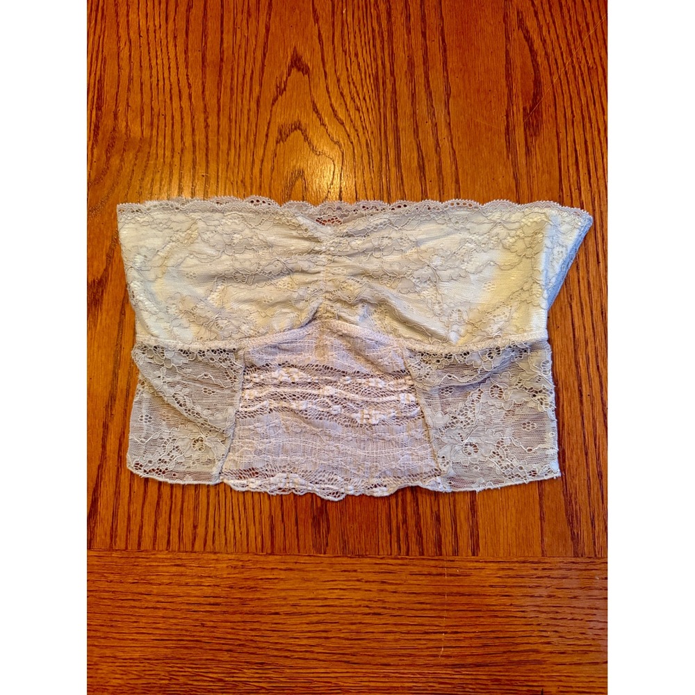 Intimately Free People Bandeau XS Light Blue Lace Ruched Boho Coquette Romantic